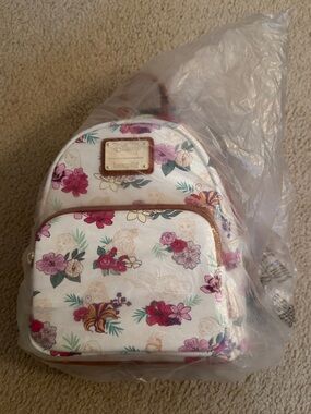 Disney Loungefly White Floral Princesses Mini Backpack